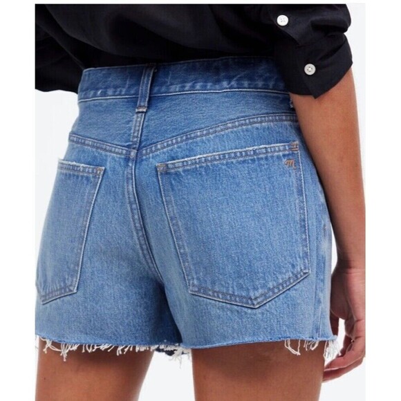 MADEWELL Relaxed Mid-Length Denim Jean Shorts Size 24 NWT Raw Hem Casual - Picture 7 of 13